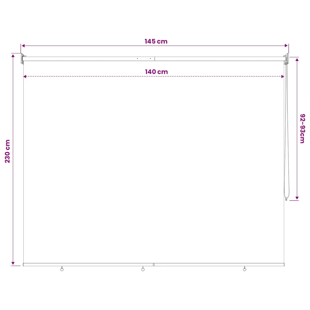 vidaXL Outdoor Roller Blind 145(W)x230(H) cm Cream