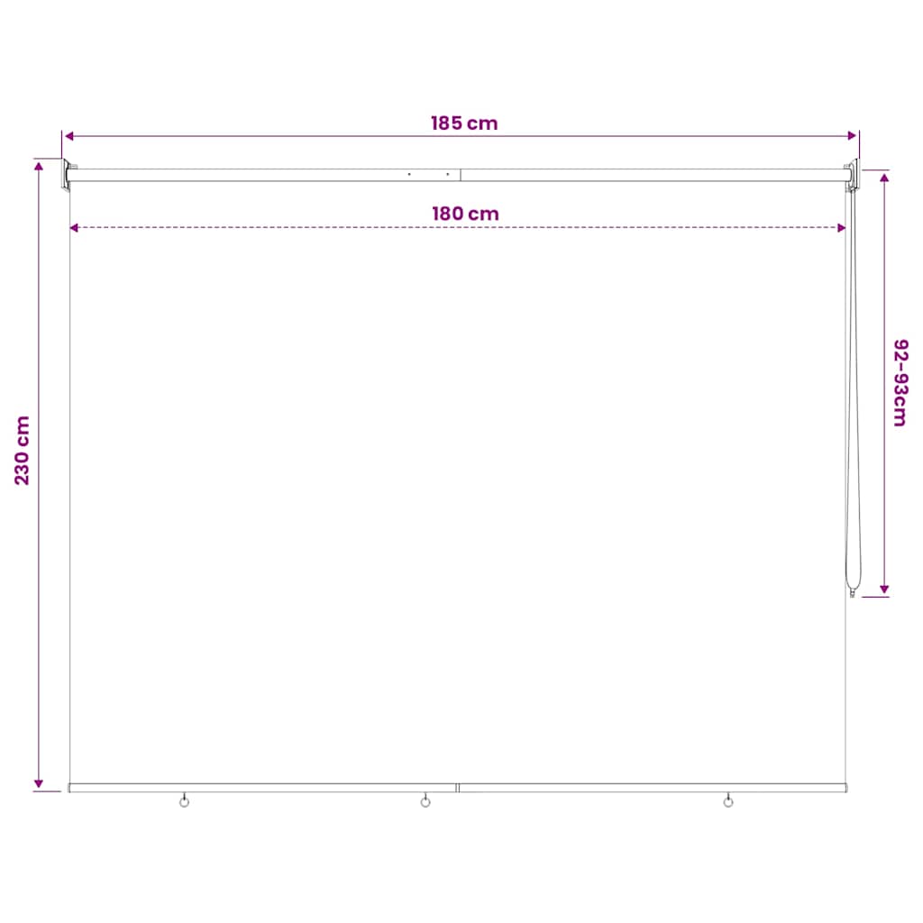 vidaXL Outdoor Roller Blind 185(W)x230(H) cm Cream