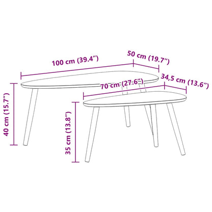 vidaXL Coffee Table Set 2 Pieces Solid Pinewood Brown