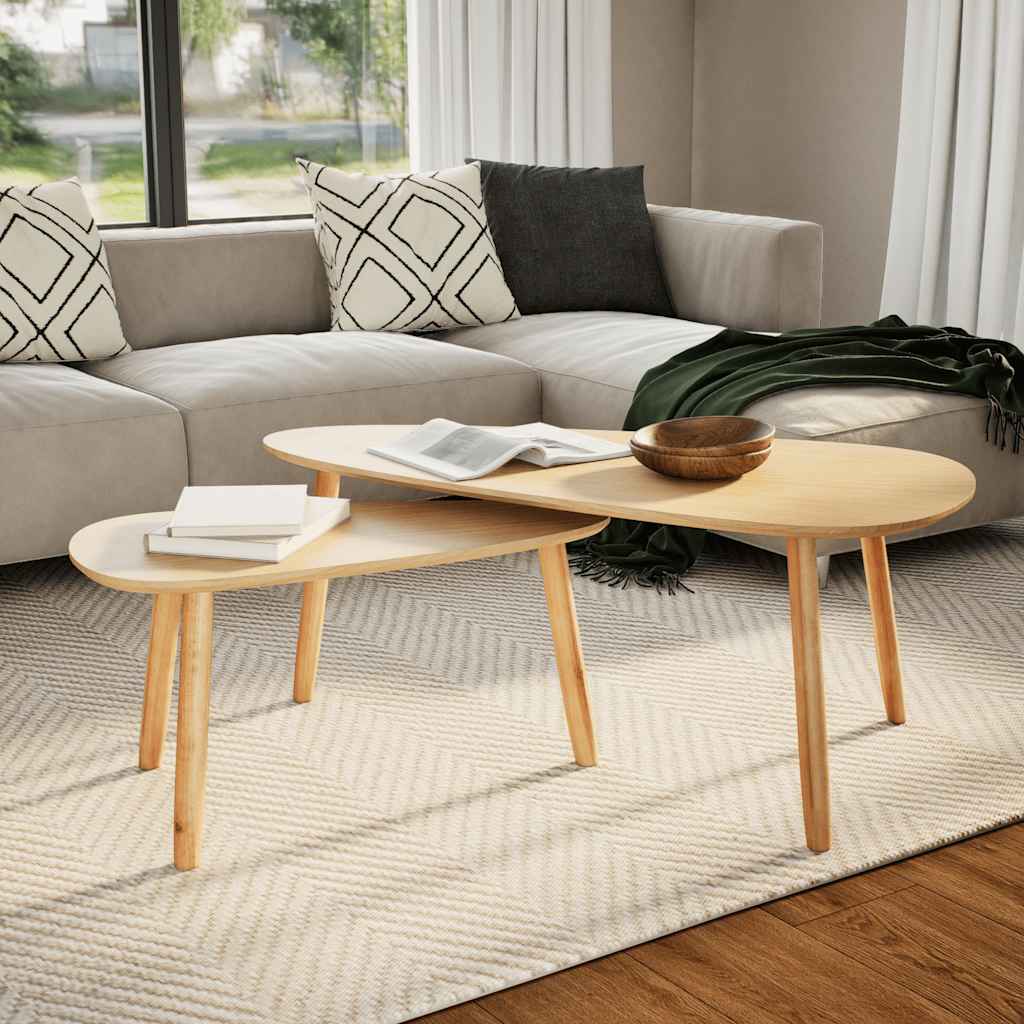 vidaXL Coffee Table Set 2 Pieces Solid Pinewood Brown