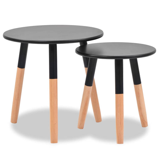 244735 vidaXL Side Table Set 2 Pieces Solid Pinewood Black