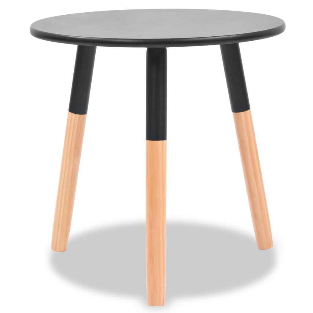 vidaXL Side Table | Set of 2 | Black | Solid pinewood legs, MDF top | Small