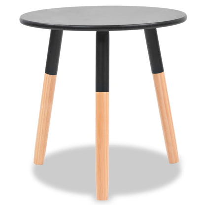 vidaXL Side Table | Set of 2 | Black | Solid pinewood legs, MDF top | Small