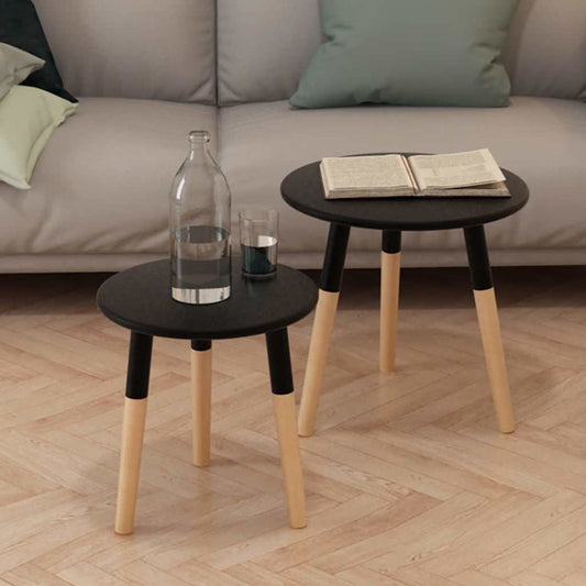 244735 vidaXL Side Table Set 2 Pieces Solid Pinewood Black