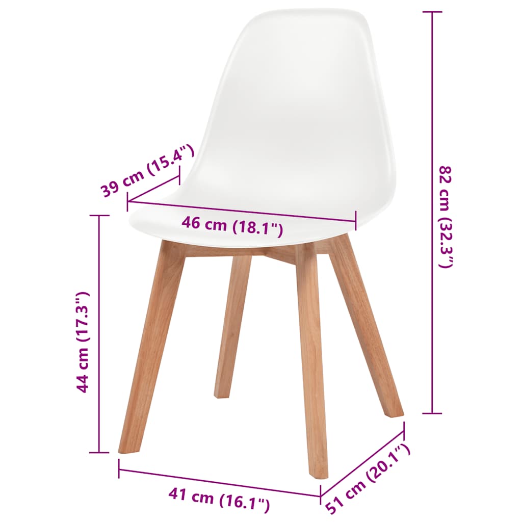 vidaXL Dining Chairs 4 pcs White Plastic