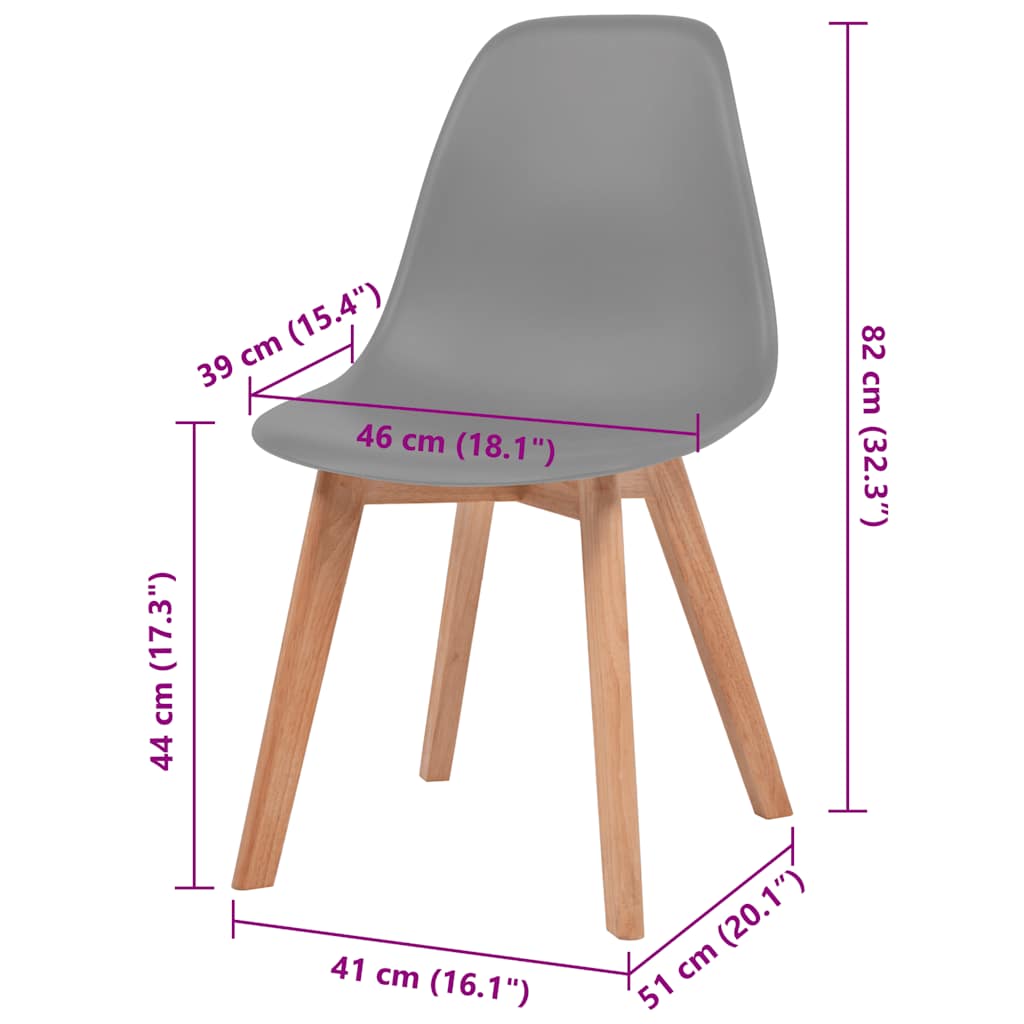vidaXL Dining Chairs 2 pcs Grey Plastic
