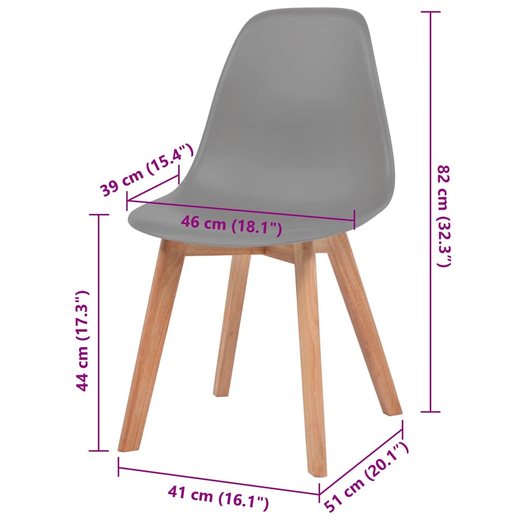 vidaXL Dining Chairs 6 pcs Grey Plastic