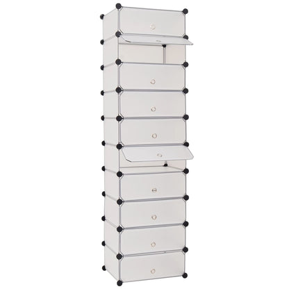 vidaXL Interlocking Shoe Organiser with 10 Compartments White