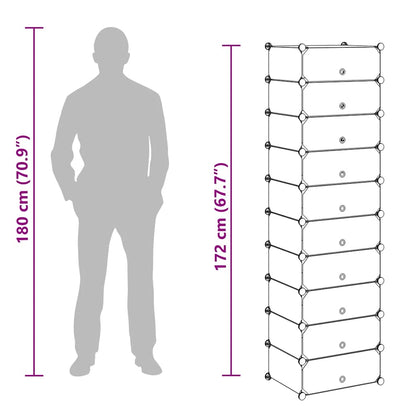 vidaXL Interlocking Shoe Organiser with 10 Compartments White