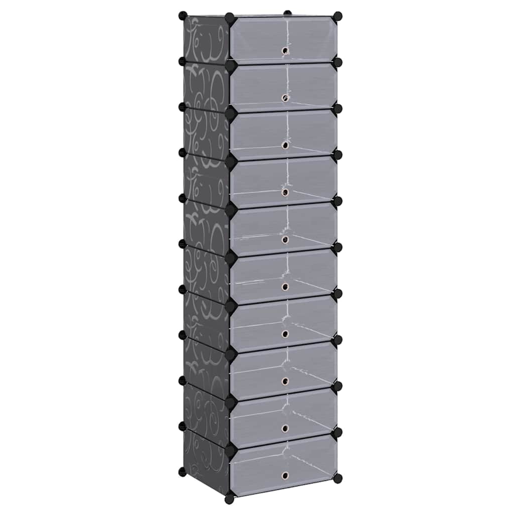 244920 vidaXL Interlocking Shoe Organiser with 10 Compartments Black