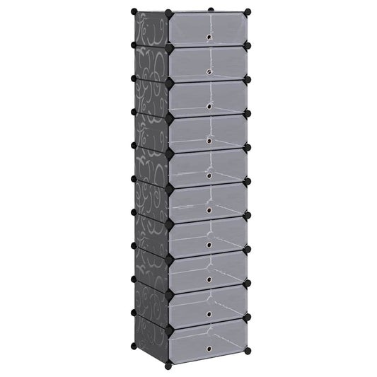 244920 vidaXL Interlocking Shoe Organiser with 10 Compartments Black