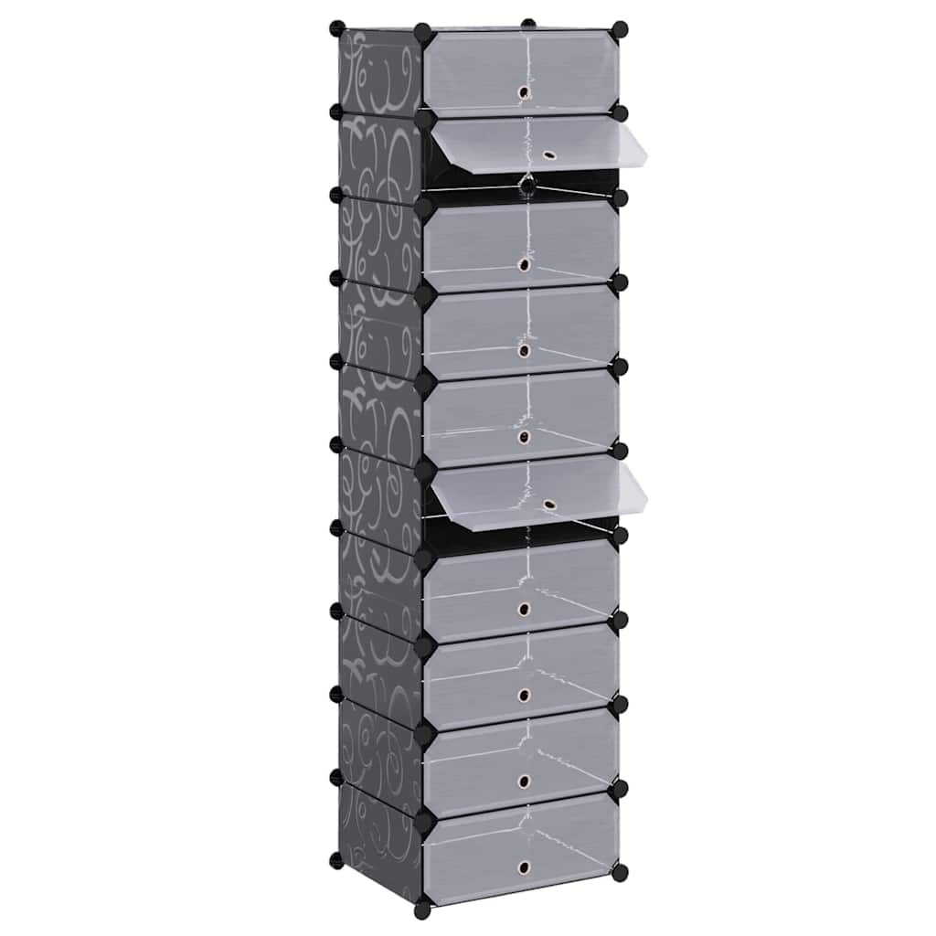 244920 vidaXL Interlocking Shoe Organiser with 10 Compartments Black