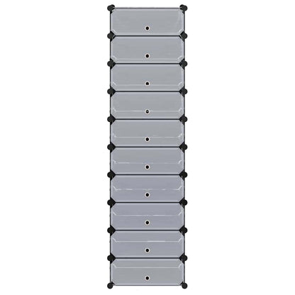 244920 vidaXL Interlocking Shoe Organiser with 10 Compartments Black