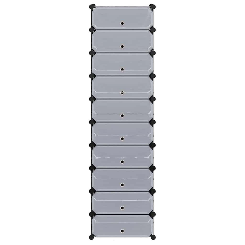 vidaXL Interlocking Shoe Organiser with 10 Compartments Black