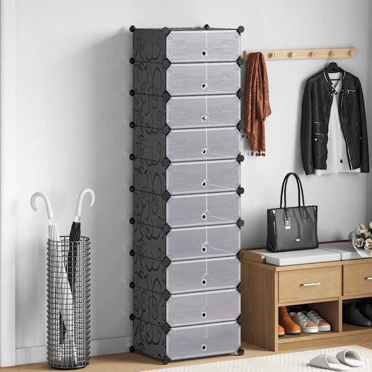 vidaXL Shoe Organizer | Black and white | Plastic panels, Steel frames | Large