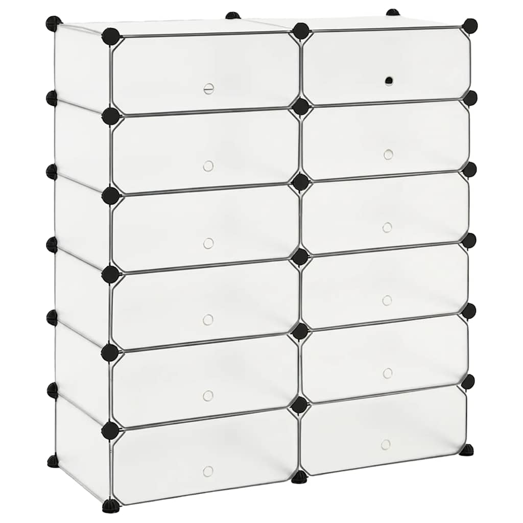 244921 vidaXL Interlocking Shoe Organiser with 12 Compartments White