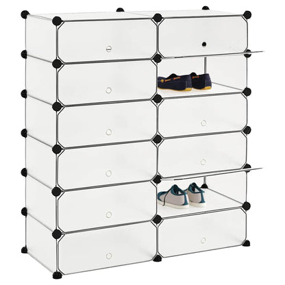 244921 vidaXL Interlocking Shoe Organiser with 12 Compartments White
