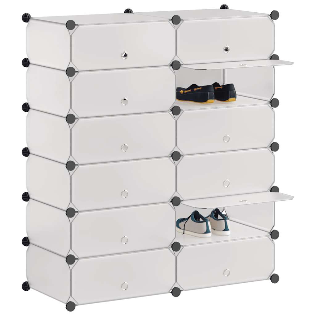 vidaXL Shoe Organiser | White | Plastic panels, Steel frame | 92 x 37 x 105 cm