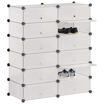 vidaXL Shoe Organiser | White | Plastic panels, Steel frame | 92 x 37 x 105 cm