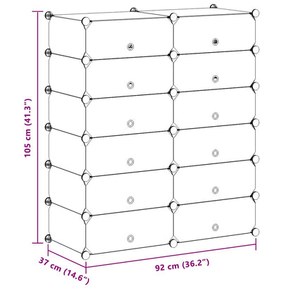 vidaXL Interlocking Shoe Organiser with 12 Compartments White
