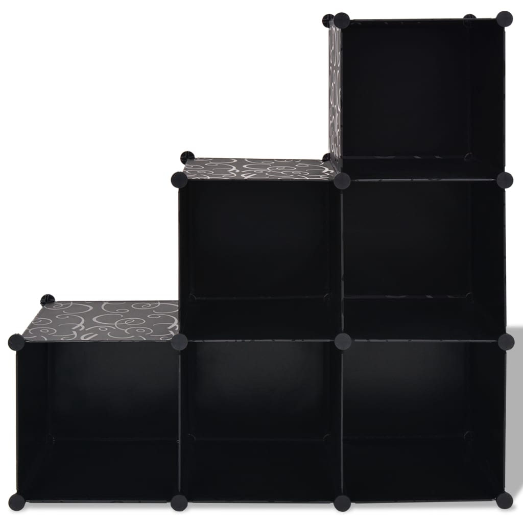 vidaXL Storage Cube Organiser with 6 Compartments Black