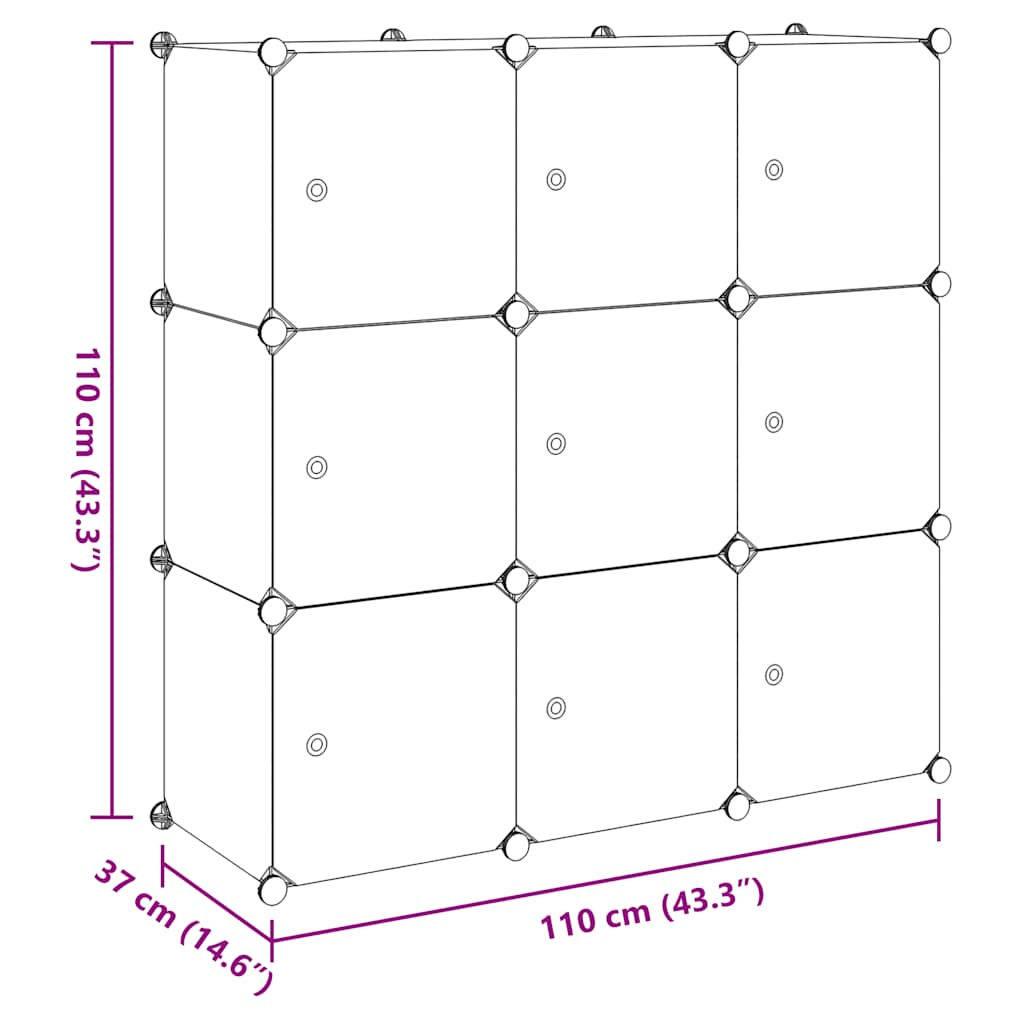 vidaXL Storage Cube Organiser with 9 Compartments Black and White