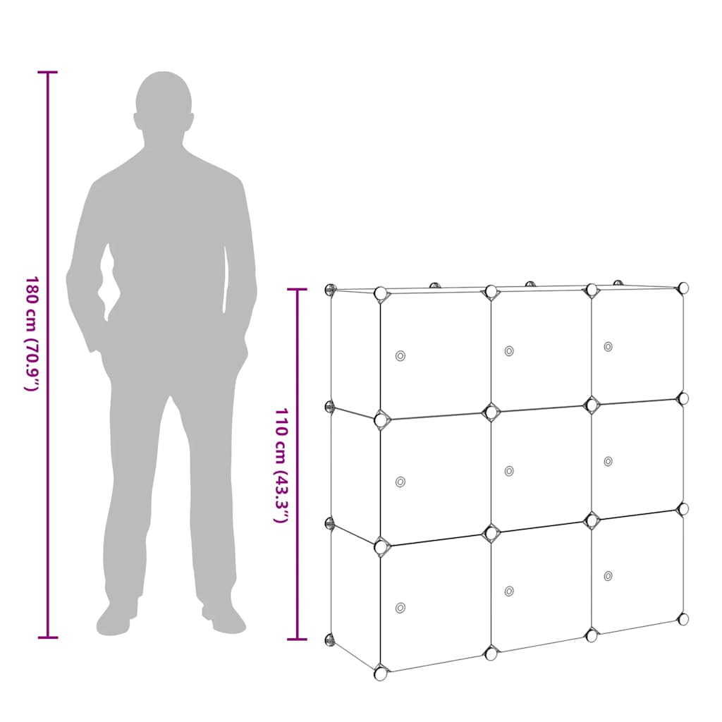 vidaXL Storage Cube Organiser with 9 Compartments Black and White