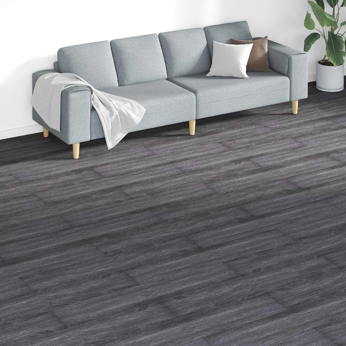 vidaXL Flooring Planks 18 pcs Black and White 5.26 m² PVC