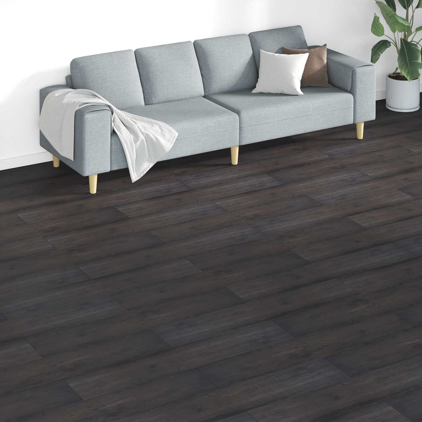 vidaXL Flooring Planks 18 pcs Dark Grey 5.26 m² PVC