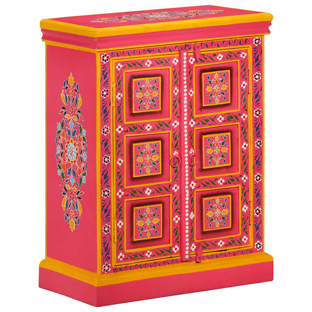 244839 vidaXL Sideboard Solid Mango Wood Pink Hand Painted