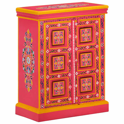 244839 vidaXL Sideboard Solid Mango Wood Pink Hand Painted