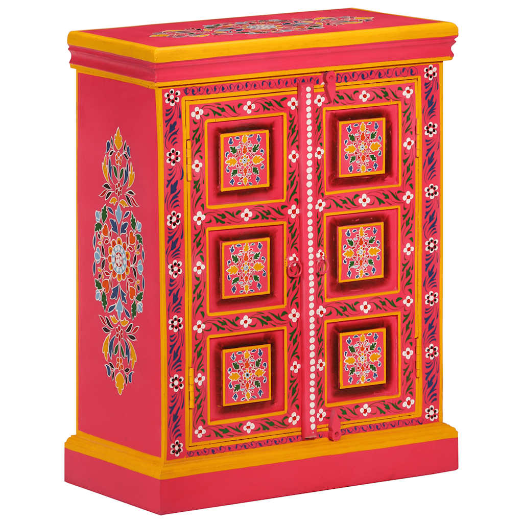 244839 vidaXL Sideboard Solid Mango Wood Pink Hand Painted