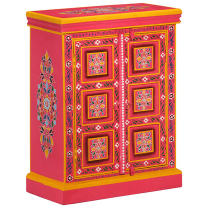 244839 vidaXL Sideboard Solid Mango Wood Pink Hand Painted