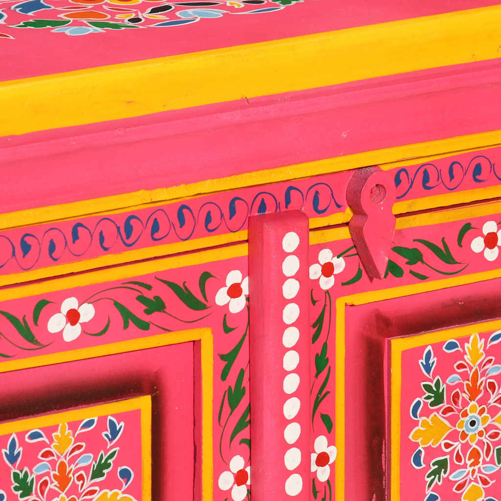 vidaXL Sideboard | Multicolour with pink base | Solid mango wood
