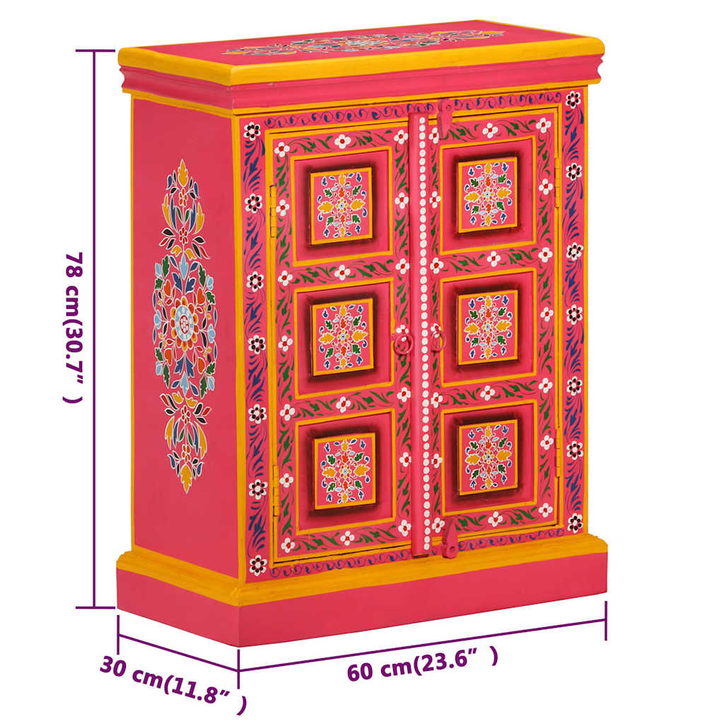 vidaXL Sideboard | Multicolour with pink base | Solid mango wood