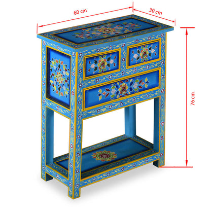 vidaXL Sideboard with Drawers Solid Mango Wood Turquoise Hand Painted