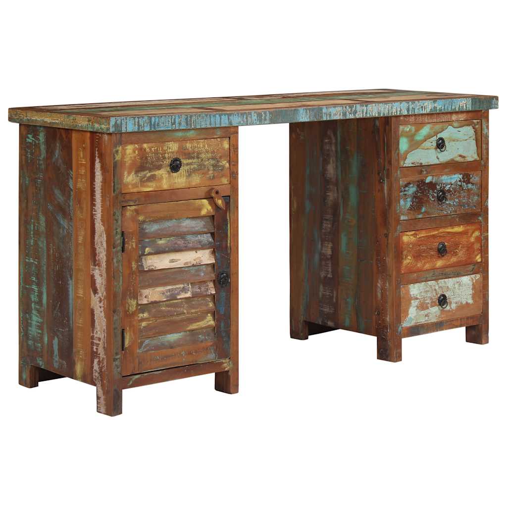 244846 vidaXL Pedestal Desk Solid Reclaimed Wood 140x50x77 cm