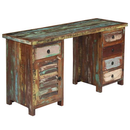 244846 vidaXL Pedestal Desk Solid Reclaimed Wood 140x50x77 cm