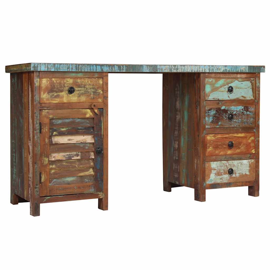 244846 vidaXL Pedestal Desk Solid Reclaimed Wood 140x50x77 cm