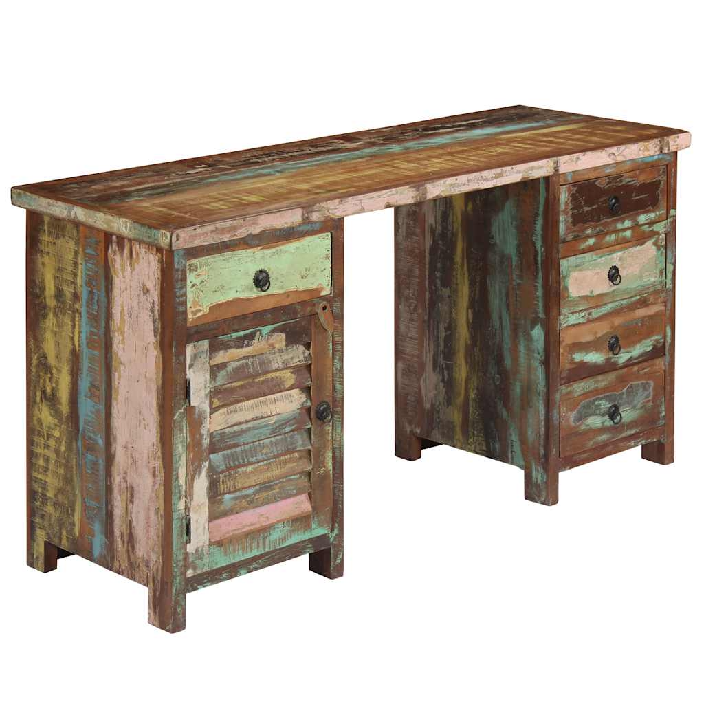 244846 vidaXL Pedestal Desk Solid Reclaimed Wood 140x50x77 cm