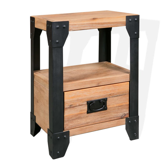 vidaXL Nightstand | Brushed Acacia Wood | Solid Acacia Wood | 40 x 30 x 54 cm