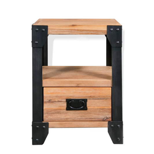 vidaXL Nightstand | Brushed Acacia Wood | Solid Acacia Wood | 40 x 30 x 54 cm