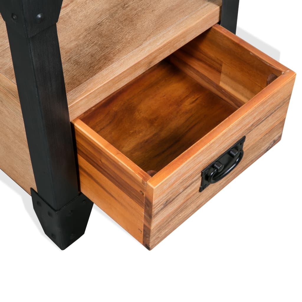 vidaXL Nightstand Solid Acacia Wood Steel 40x30x54 cm