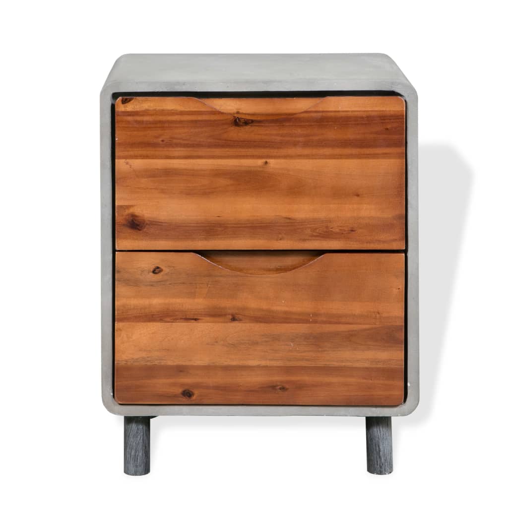 vidaXL Nightstand | Concrete grey, Acacia wood brown