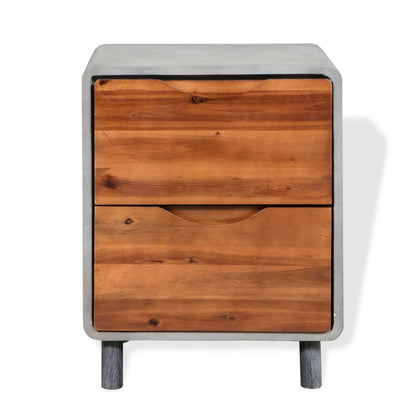 vidaXL Nightstand | Concrete grey, Acacia wood brown
