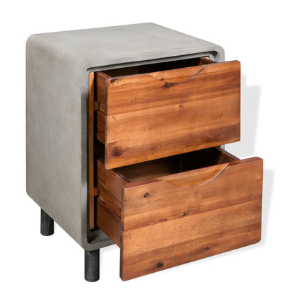 vidaXL Nightstand | Concrete grey, Acacia wood brown