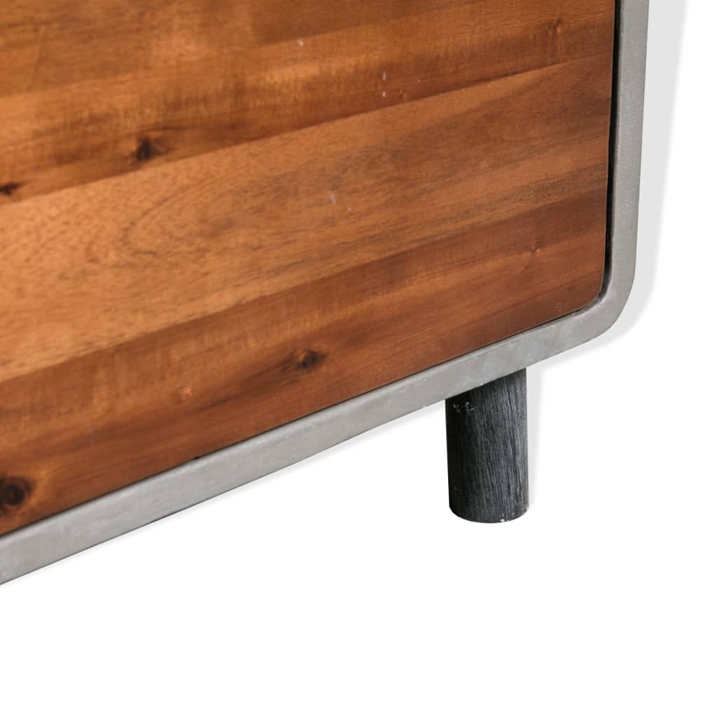 vidaXL Nightstand | Concrete grey, Acacia wood brown
