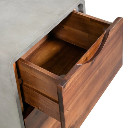 vidaXL Nightstand | Concrete grey, Acacia wood brown