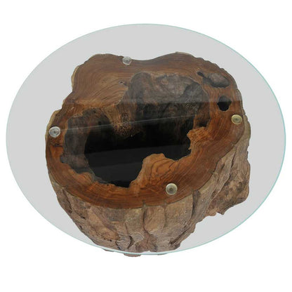 vidaXL Coffee Table Teak Glass 50x40 cm