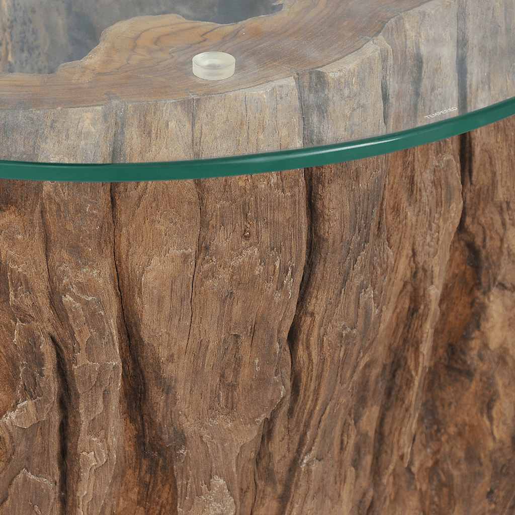 vidaXL Coffee Table Teak Glass 50x40 cm